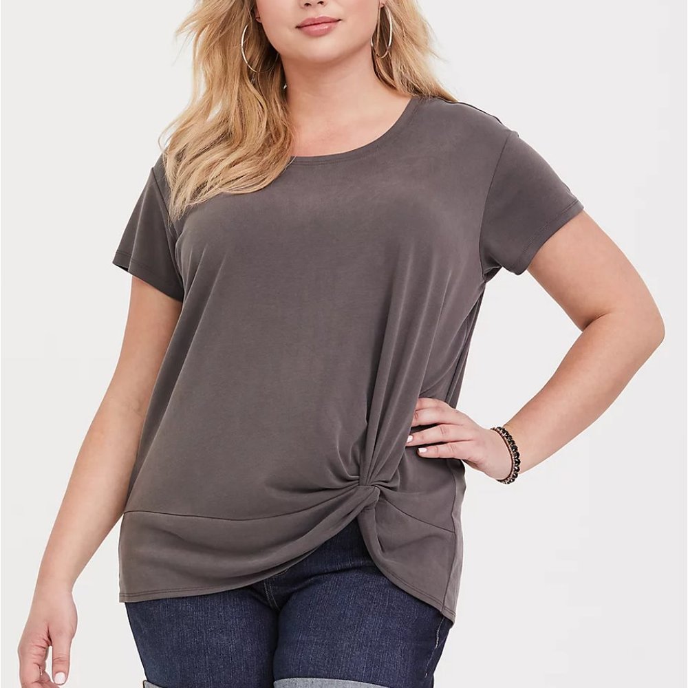 NWT Torrid Taupe Cupro Knit Front Tee SZ 2